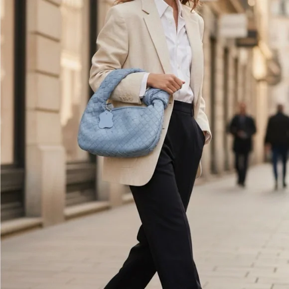 Elegant Sky Blue Woven Mini Bag - Picture 1 of 4
